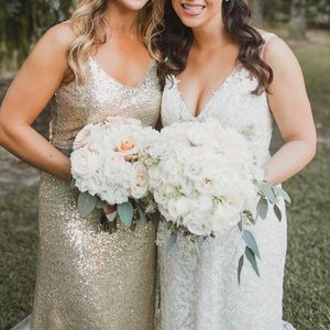 Jenny Yoo Gold Sequin Bridesmaid dress